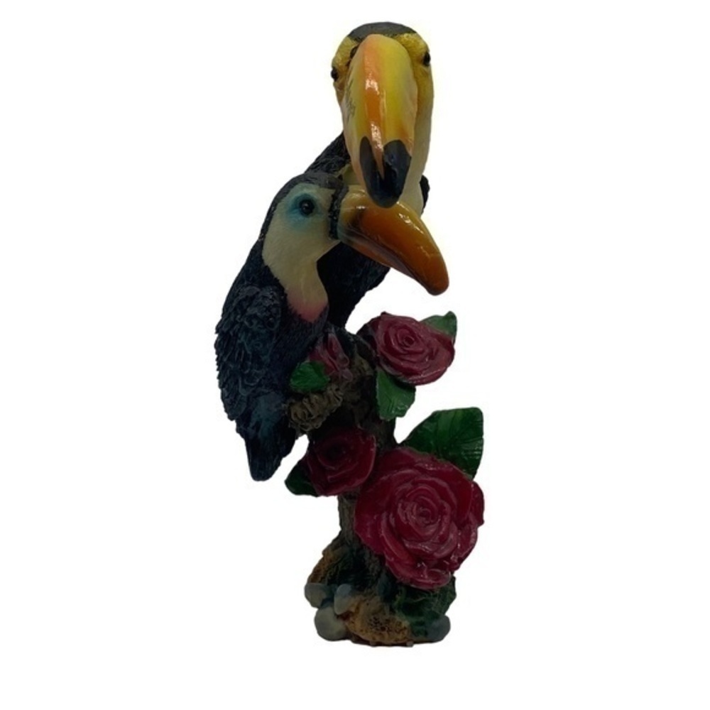 Belize Toucans with Roses Resin Figurine - Picture 3 of 8